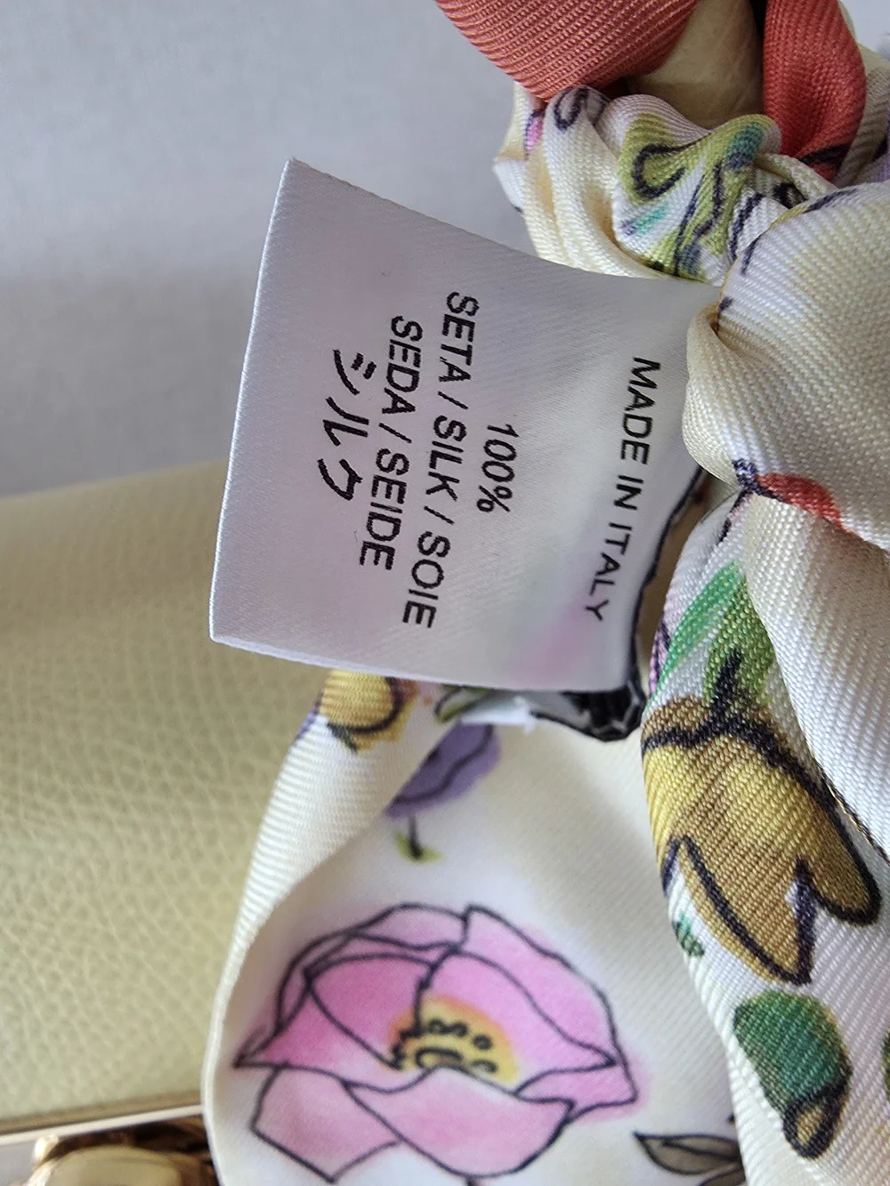 Furla Yellow Leather Top-Handle Bag with 2 Silk Twills & Charm